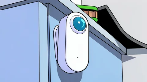 A flat vector illustration of a small white rectangular sensor mounted on a wall near a ceiling corner.