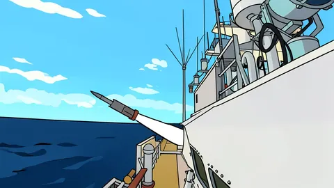 A naval warship cutting through open ocean waves