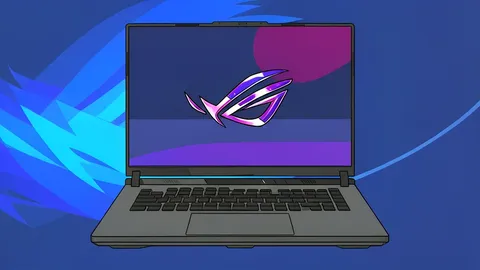 A black gaming laptop with a glowing green logo on the lid, sitting on a wooden desk next to a mechanical keyboard.