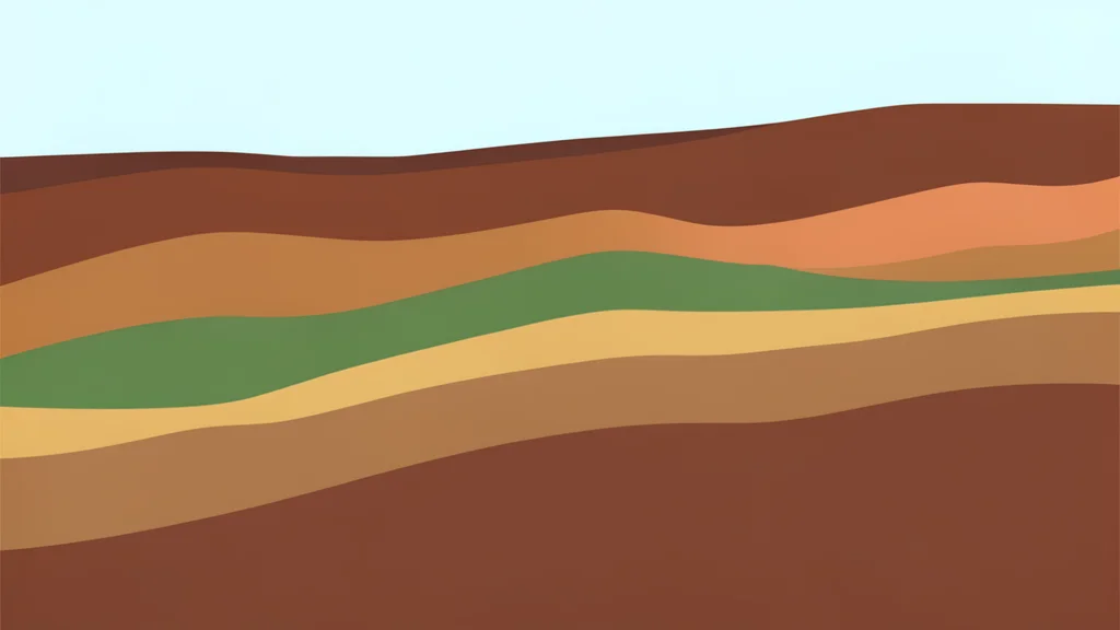 A geological cross-section of earth strata containing mineral deposits