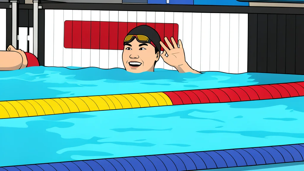 A large indoor swimming pool with blue water and lane ropes