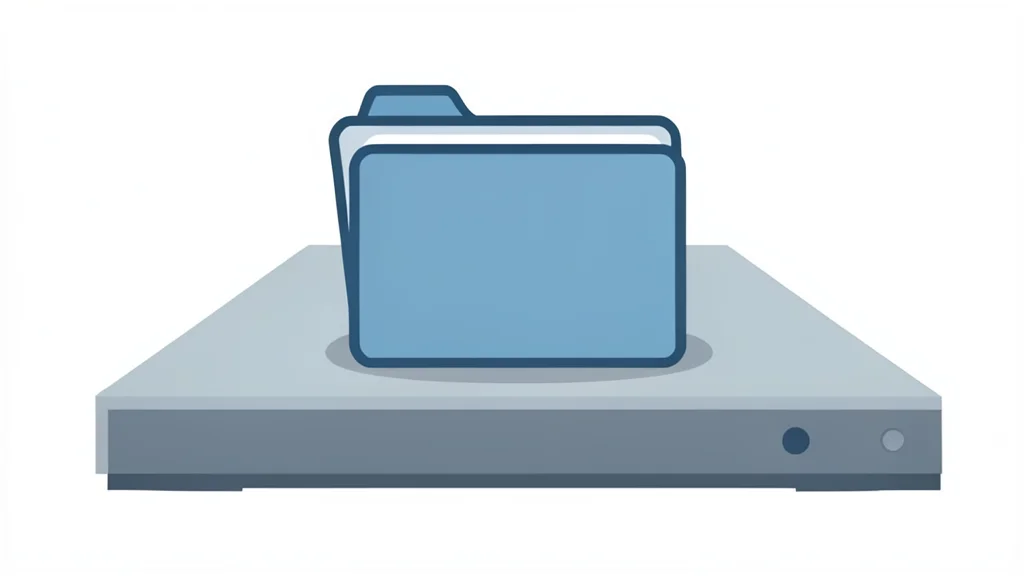 A digital folder icon resting on a hard drive surface