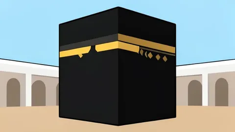 The Kaaba structure in Mecca under a clear sky