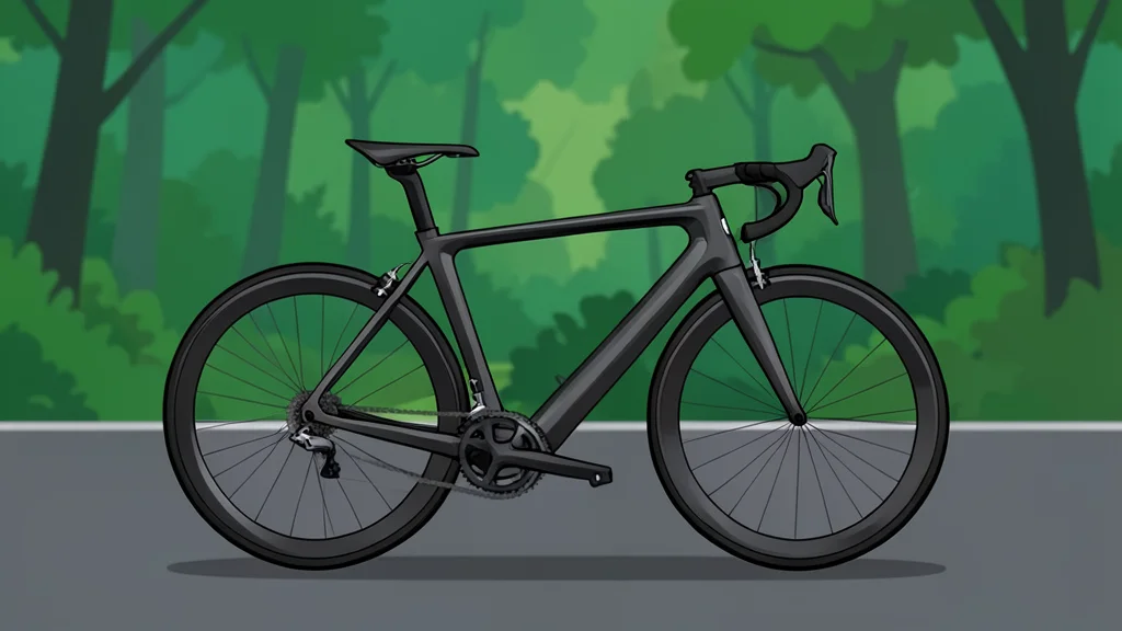 A paved road curving through a forest with a lone cyclist in a racing posture