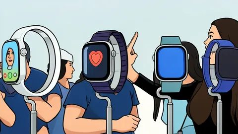 A minimalist flat vector illustration of a thin fabric band with a small, rounded sensor module attached, set against a neutral background.