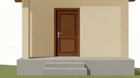 A wooden front door of a suburban house with a porch