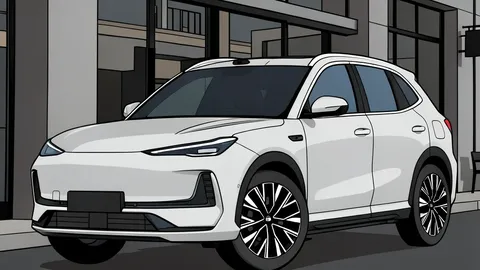 A sleek electric vehicle connected to a high-power charging station with a thick cable in a minimalist vector style.