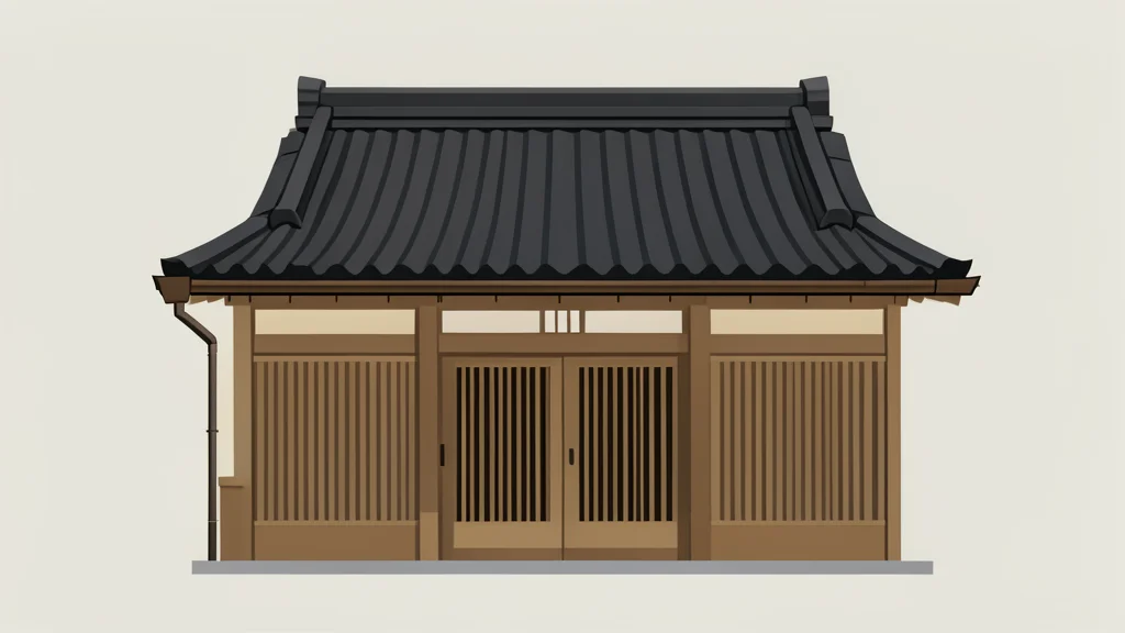 A traditional Japanese wooden bank building facade with a tiled roof