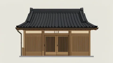 A traditional Japanese wooden bank building facade with a tiled roof
