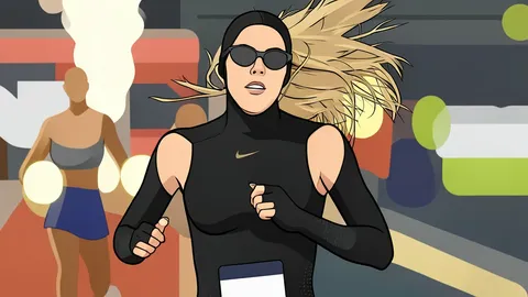 A black full-body athletic suit worn by a runner on a track