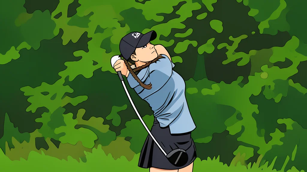 A manicured golf course fairway with a sand bunker and a distant flagstick