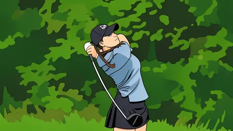 A manicured golf course fairway with a sand bunker and a distant flagstick