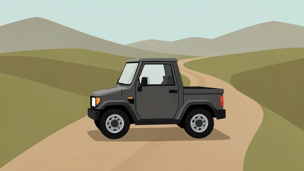 A small, rugged electric utility vehicle parked on a dirt road