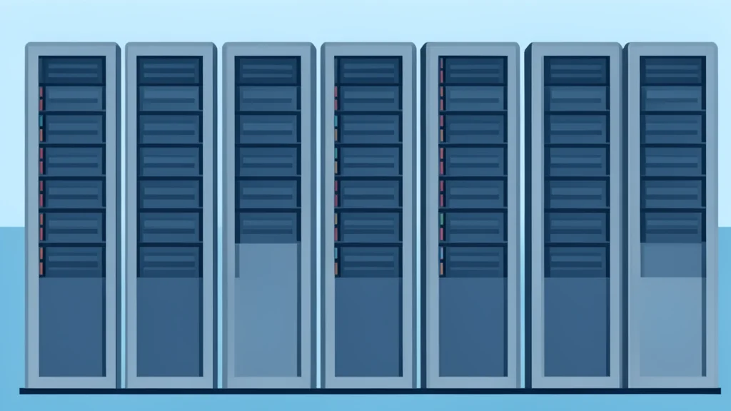Rows of server racks in a data center