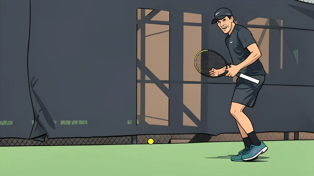 A red clay tennis court with white boundary lines and a net stretched across the center