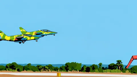 A military fighter jet flying over a vast, arid desert landscape