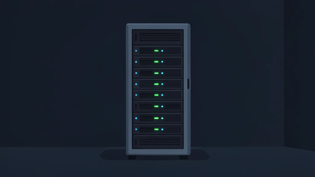 A server rack with blinking status lights in a dark data center