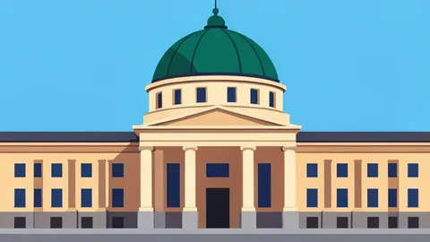 A neoclassical bank building with a colonnaded facade and a central dome