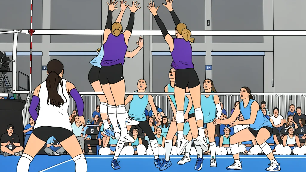 A white volleyball resting on a polished wooden gymnasium floor