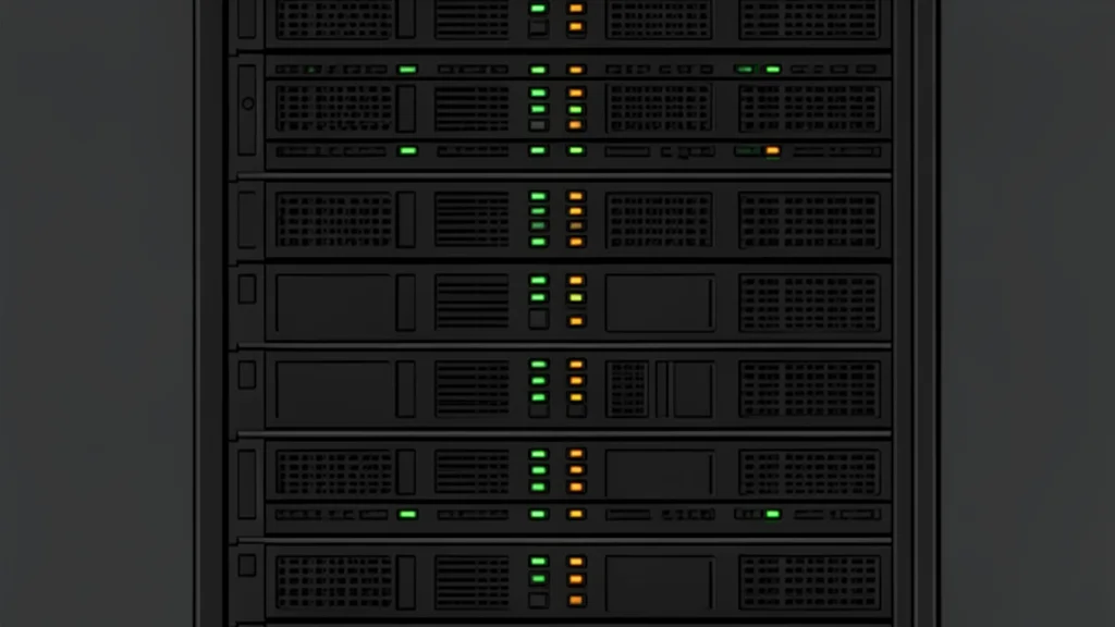 A stylized server rack in a data center