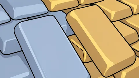 A pile of raw gold bars and silver ingots on a dark surface