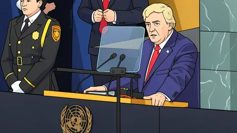 A stylized view of the United Nations General Assembly hall interior