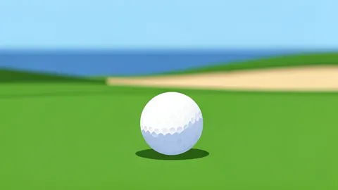 A coastal golf course with manicured fairways and a green surrounded by sand bunkers