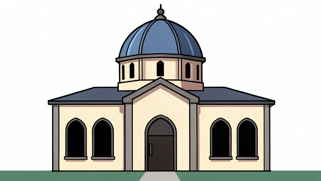 A synagogue building with a dome and arched windows