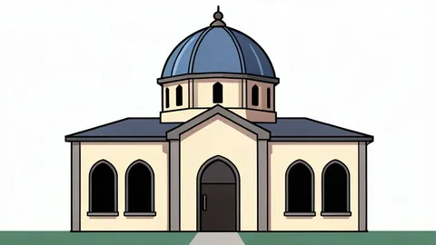 A synagogue building with a dome and arched windows