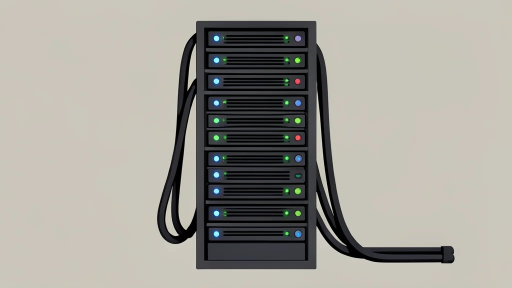 A server rack filled with blinking lights and cables