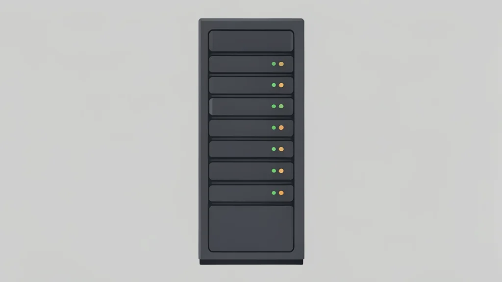A server rack with blinking status lights