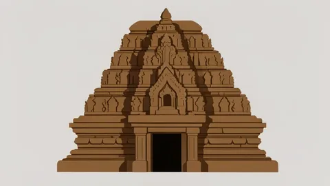 A traditional Sri Lankan temple gopuram with intricate stone carvings