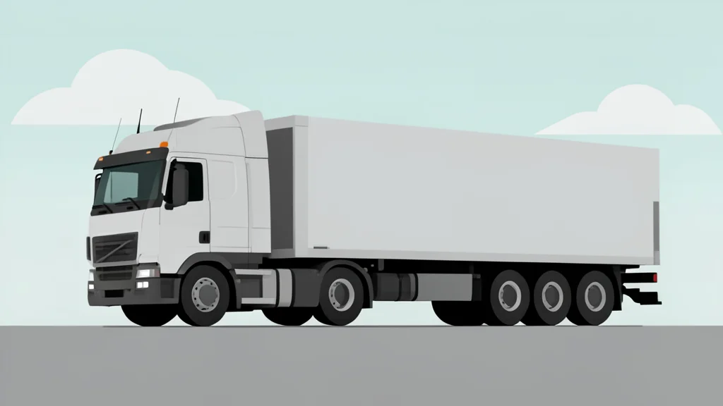 A large commercial semi-truck parked in a logistics yard