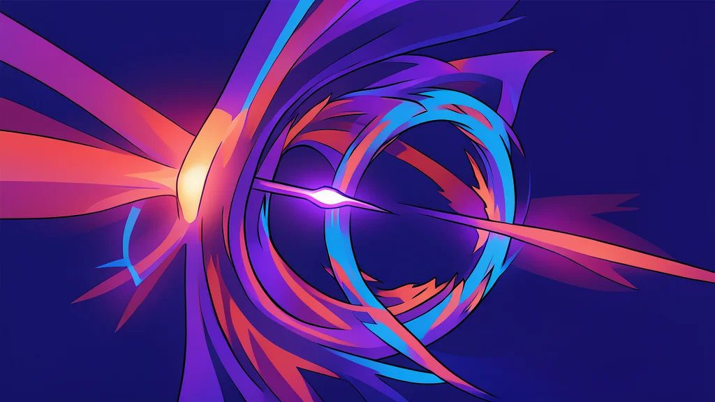 A flat vector illustration of a massive circular particle accelerator ring with magnetic coils and detector components.