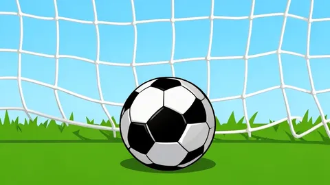 A grass soccer pitch with white boundary lines and a goal net in the background