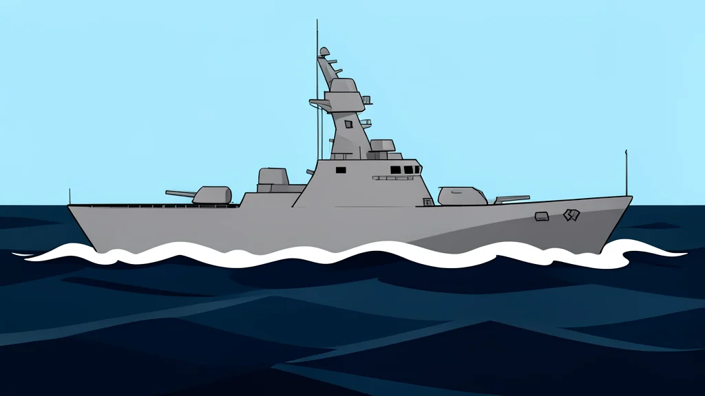 A grey naval warship cutting through dark ocean waves