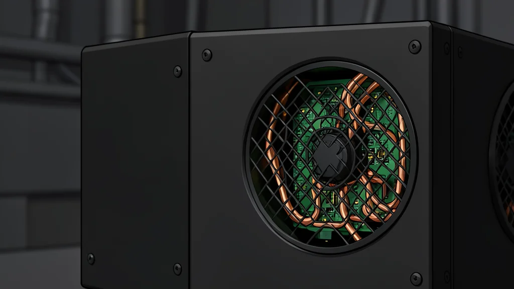 A row of humming server racks in a dimly lit data center