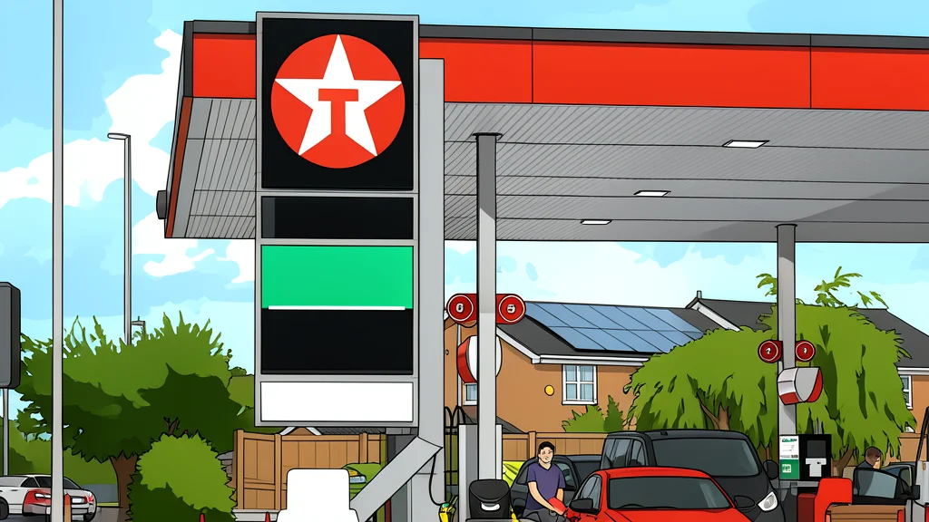 A row of fuel pumps at a service station