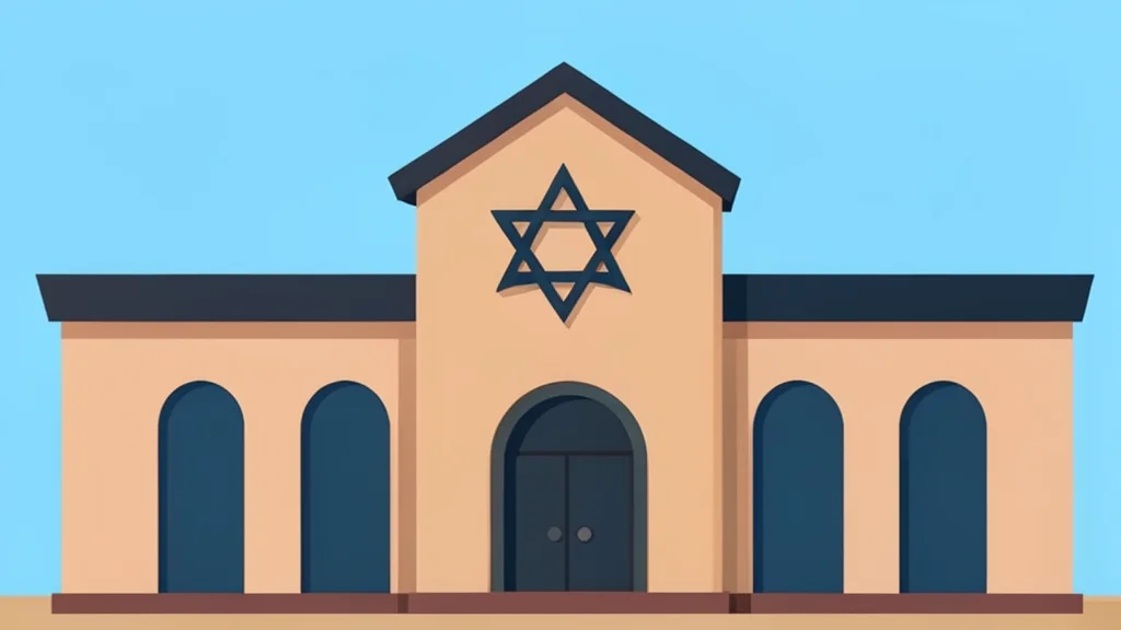 A synagogue building with a Star of David symbol on the facade