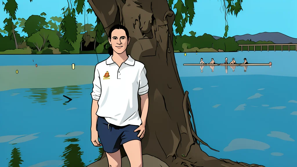 A calm stretch of river lined with paperbark trees and a concrete barrage structure