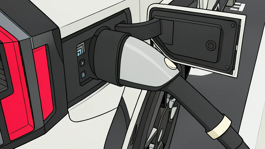 A row of parked electric vehicles at a charging station with cables plugged into the ports