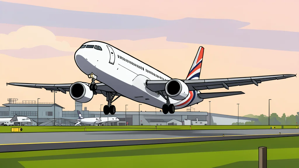 A commercial jet airplane parked on an airport tarmac