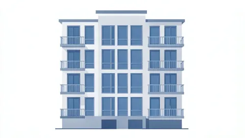 A residential apartment building exterior with multiple windows and balconies