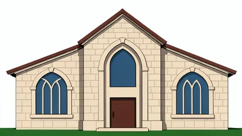 A stone synagogue building with arched windows