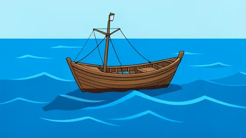 A small wooden fishing boat floating on choppy blue water