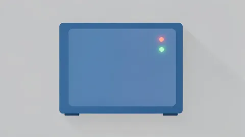 A flat vector illustration of a network security appliance with blinking status lights