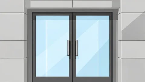 A modern bank branch entrance with glass doors and a polished stone facade