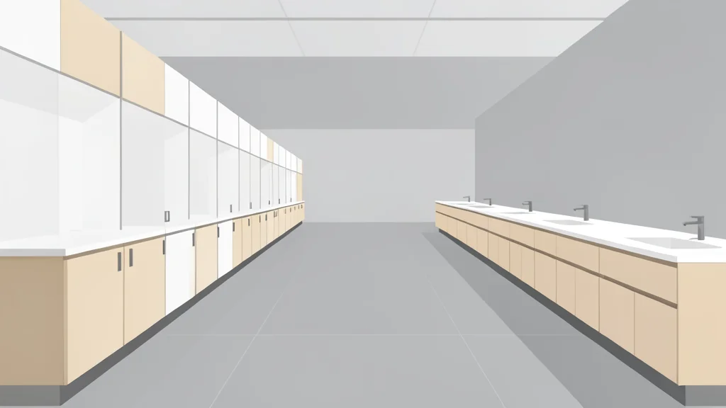A wide-angle view of a retail showroom featuring rows of modern kitchen cabinets and bathroom vanities.