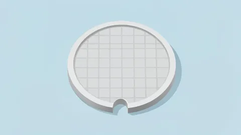 A semiconductor wafer resting on a cleanroom table