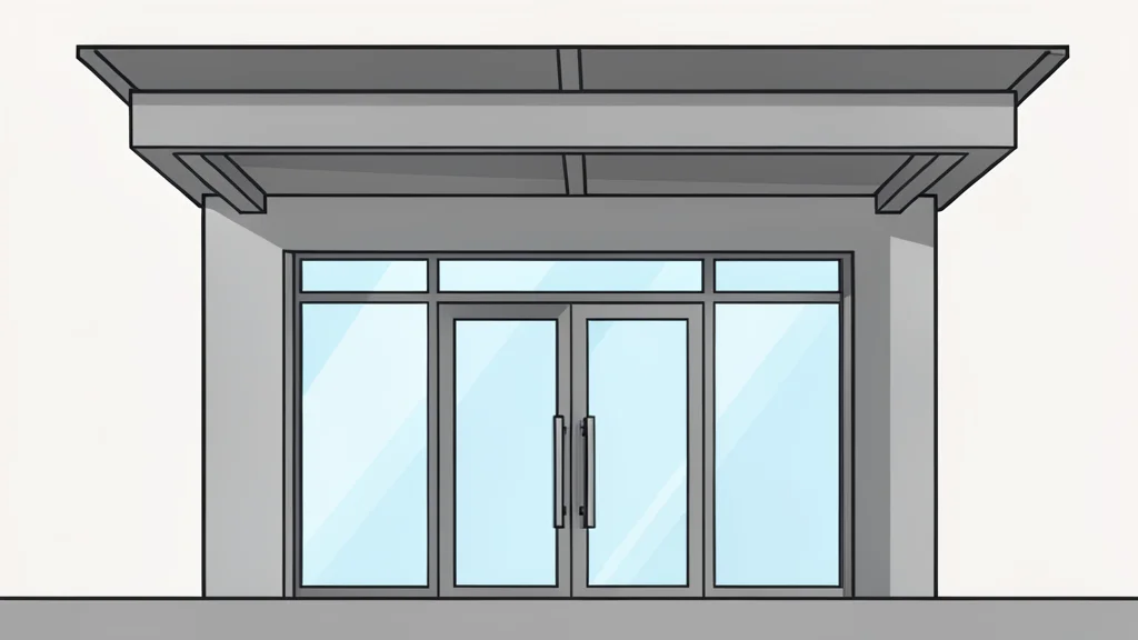 A modern bank branch facade with glass doors and a metal canopy